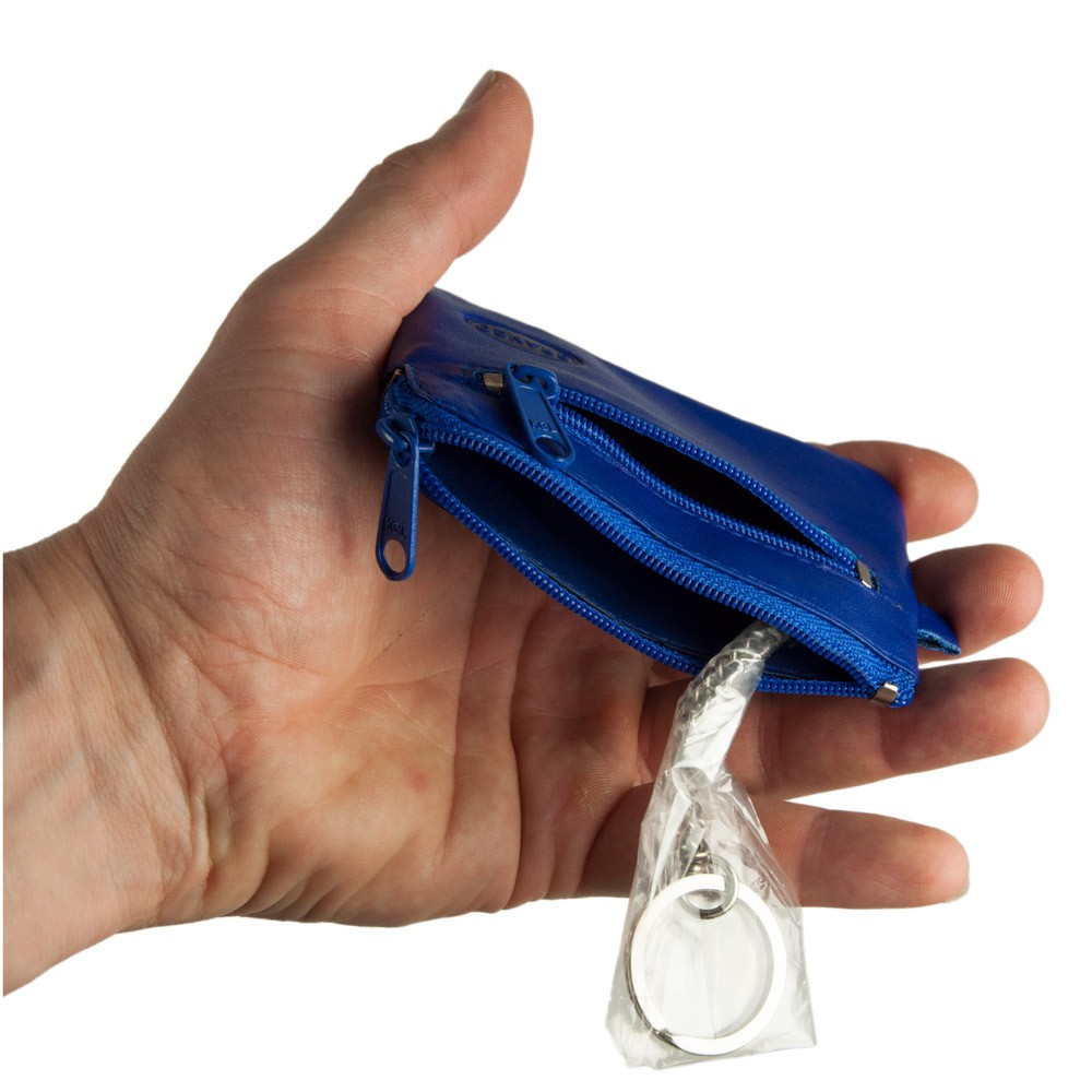 Schlüsseletui Schlüsselmäppchen 019, Leder, Azur-Blau